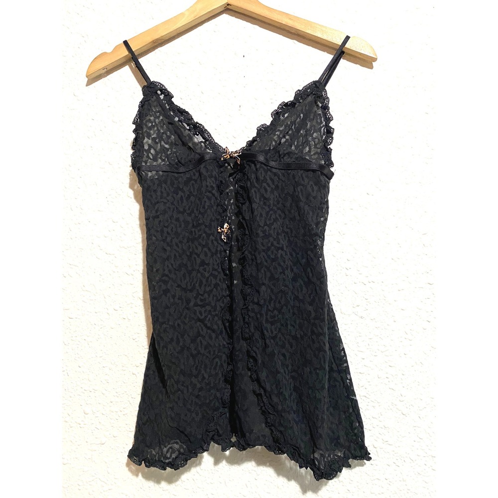Victoria's Secret The Lacie Black‎ Lace Leopard Babydoll Chemise Small fairy